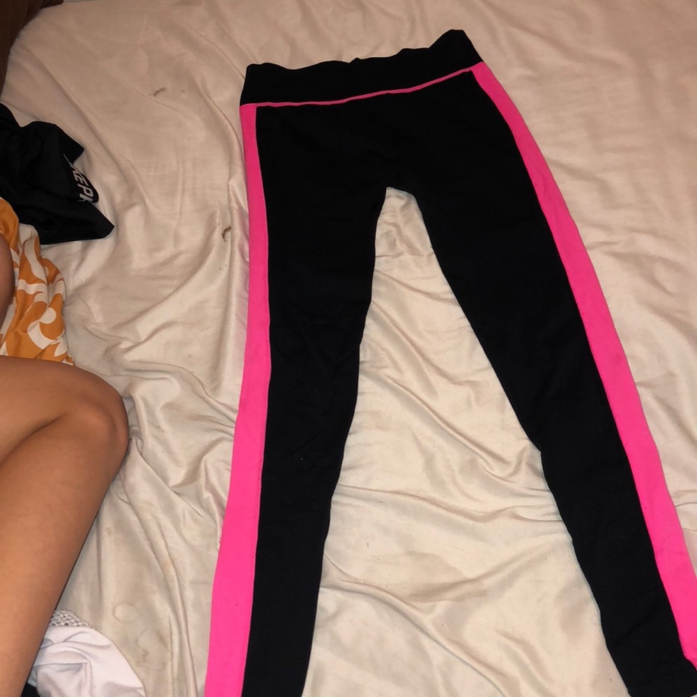 Pink and black leggings